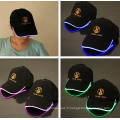 Chapeaux faits sur commande de base-ball de broderie de panneau du coton 6 LED